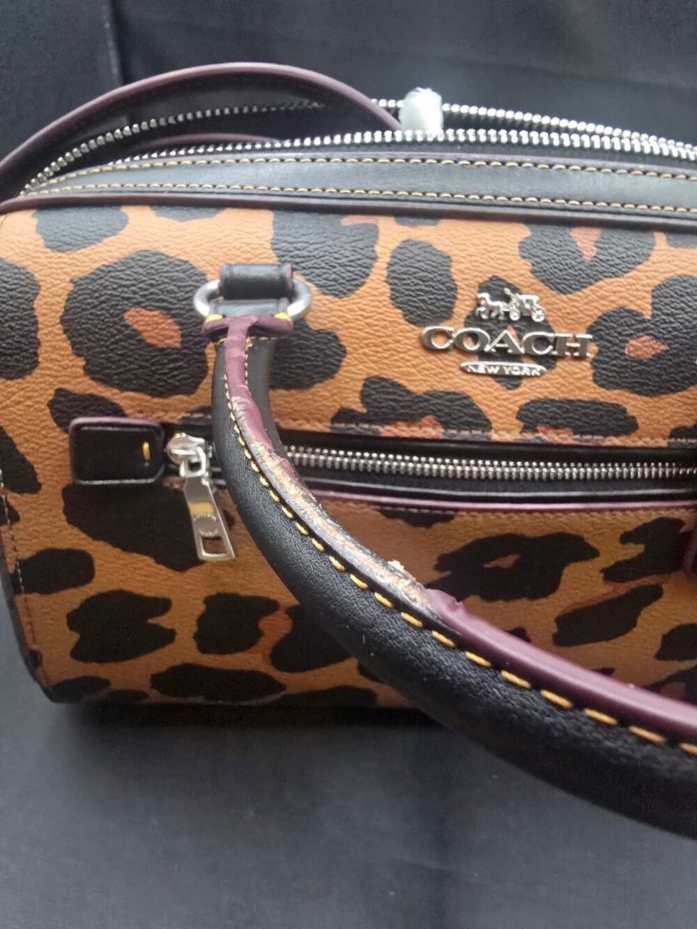 Coach Rowan Satchel in Signature Canvas Leopard Print CC758 Light Saddle Multi - Picture 9 of 10